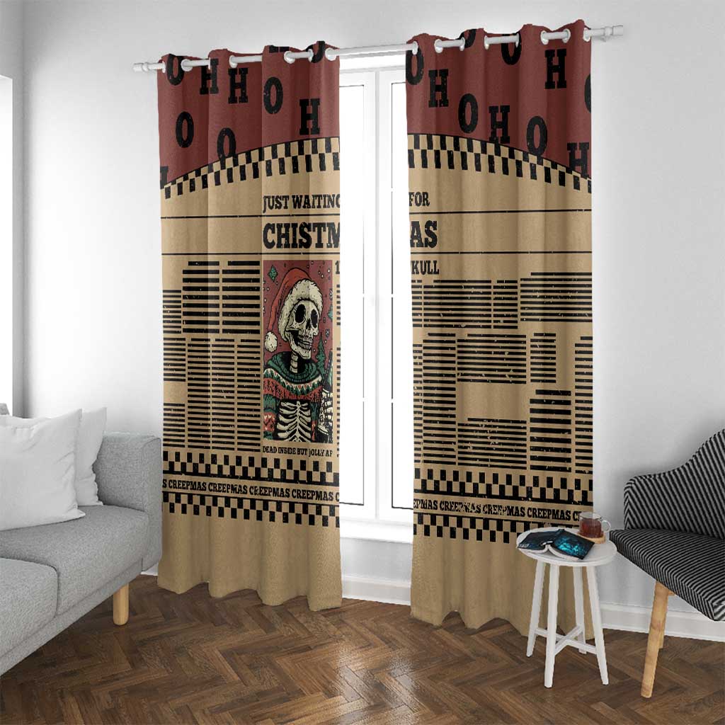 Skull Christmas Window Curtain Newspaper Retro Style - Wonder Print Shop