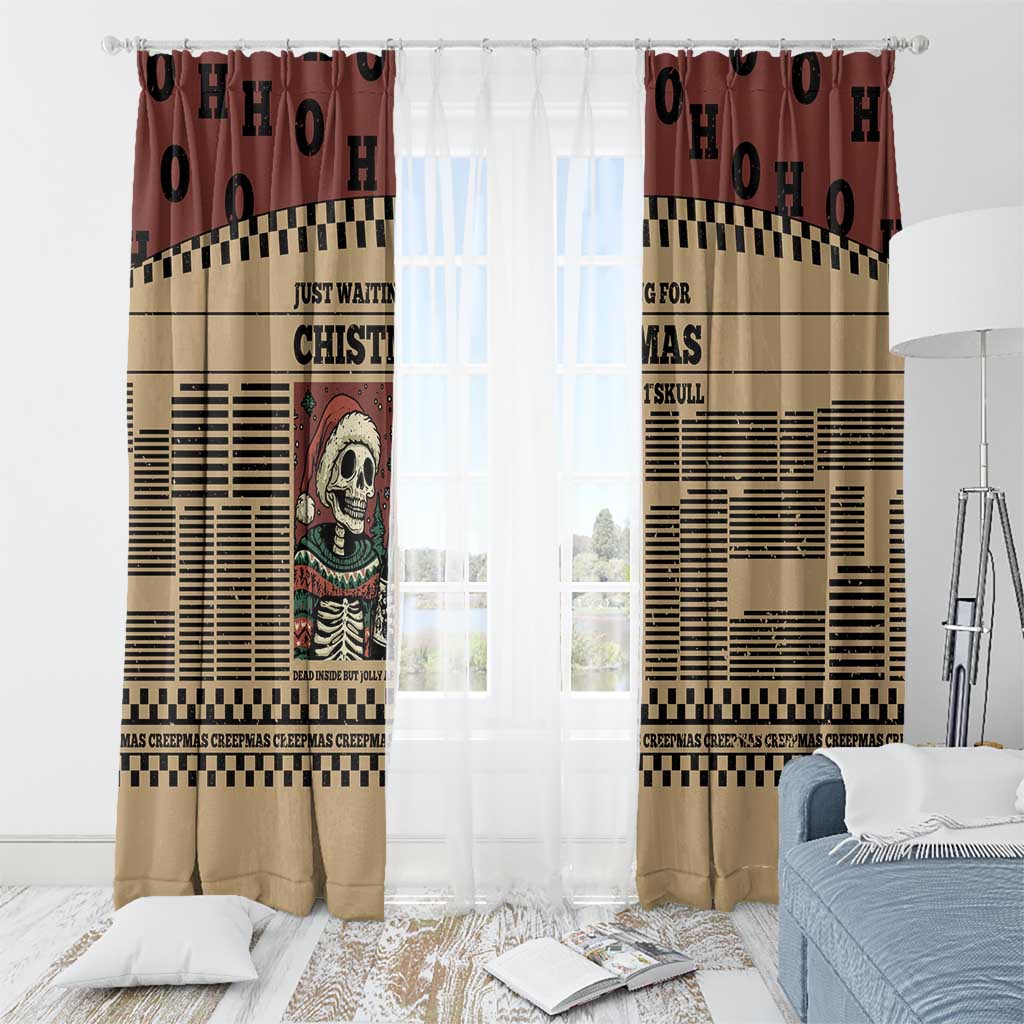 Skull Christmas Window Curtain Newspaper Retro Style - Wonder Print Shop