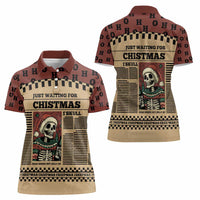 Skull Christmas Women Polo Shirt Newspaper Retro Style - Wonder Print Shop
