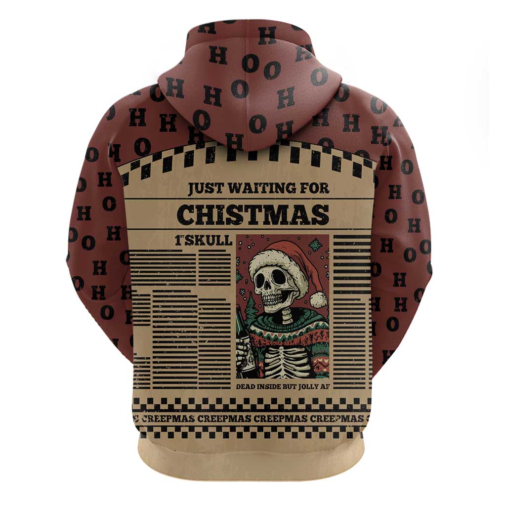 Skull Christmas Zip Hoodie Newspaper Retro Style - Wonder Print Shop