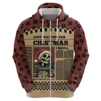 Skull Christmas Zip Hoodie Newspaper Retro Style - Wonder Print Shop