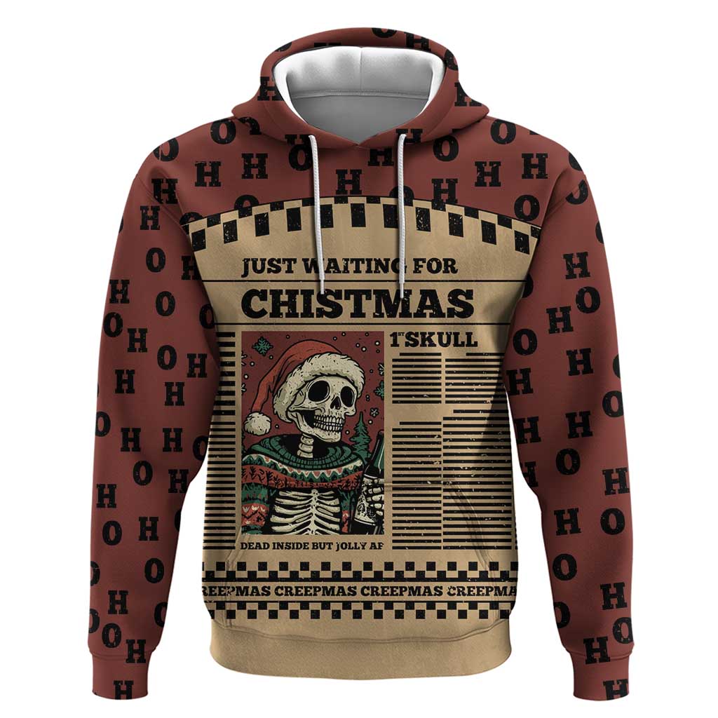 Skull Christmas Zip Hoodie Newspaper Retro Style - Wonder Print Shop