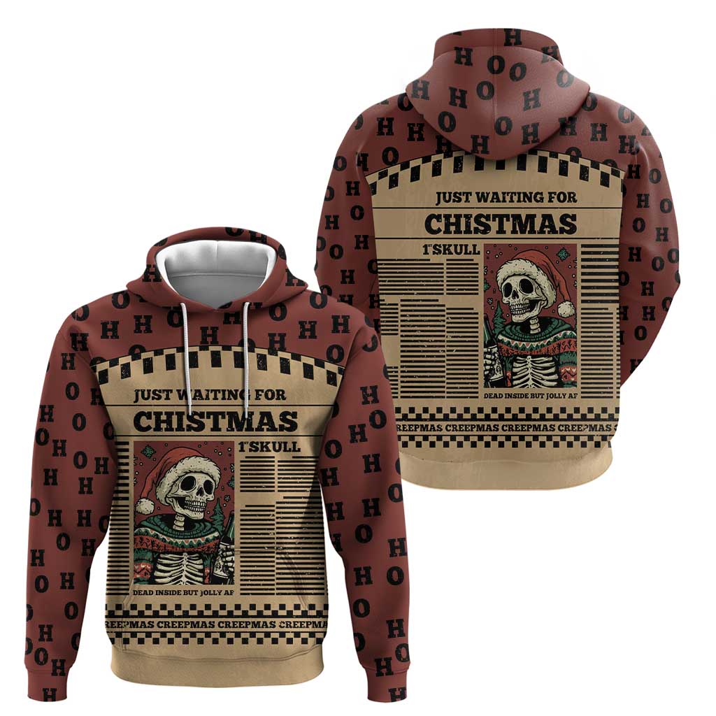 Skull Christmas Zip Hoodie Newspaper Retro Style - Wonder Print Shop