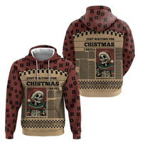 Skull Christmas Zip Hoodie Newspaper Retro Style - Wonder Print Shop
