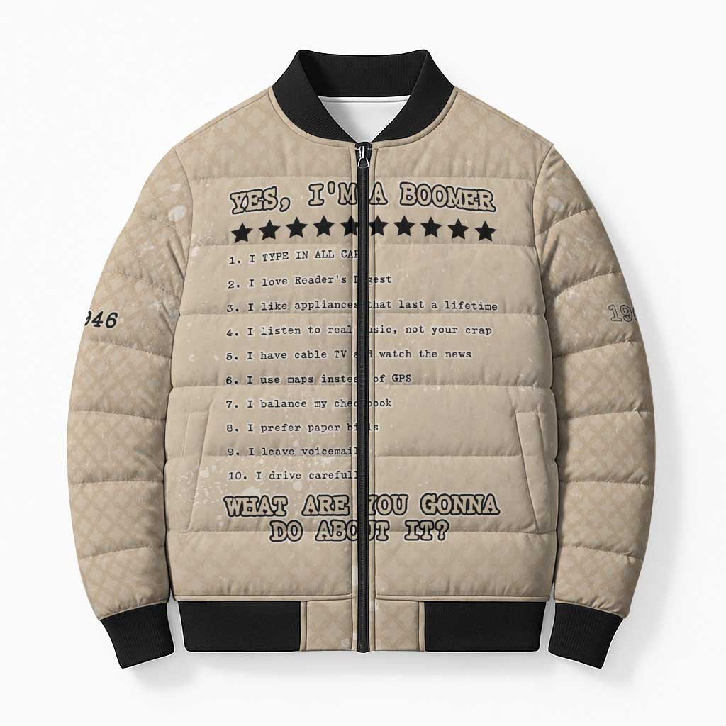 Baby Boomers Bomber Puffer Jacket The Badass Generation Retro Style - Wonder Print Shop