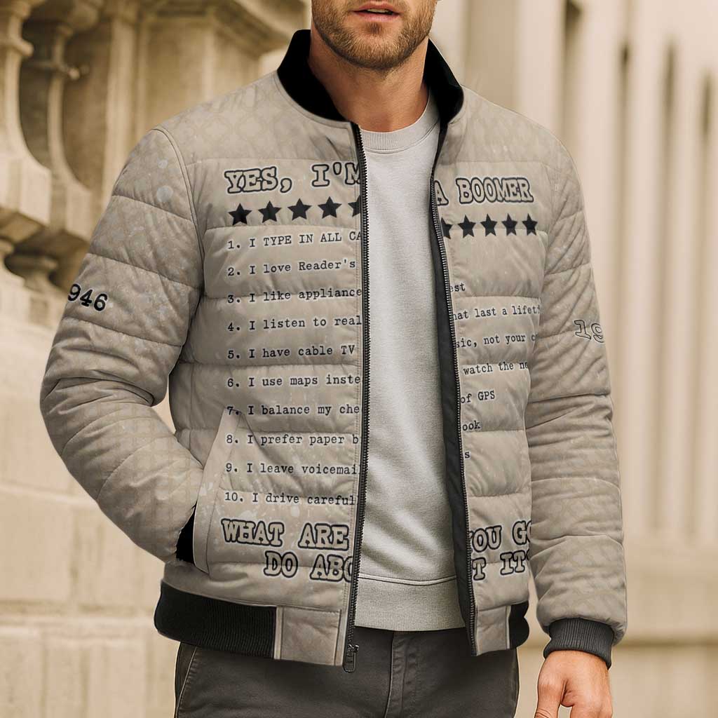 Baby Boomers Bomber Puffer Jacket The Badass Generation Retro Style - Wonder Print Shop