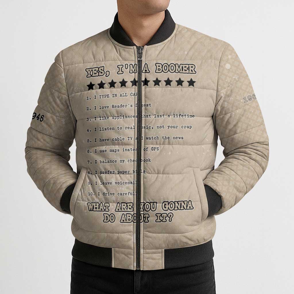 Baby Boomers Bomber Puffer Jacket The Badass Generation Retro Style - Wonder Print Shop