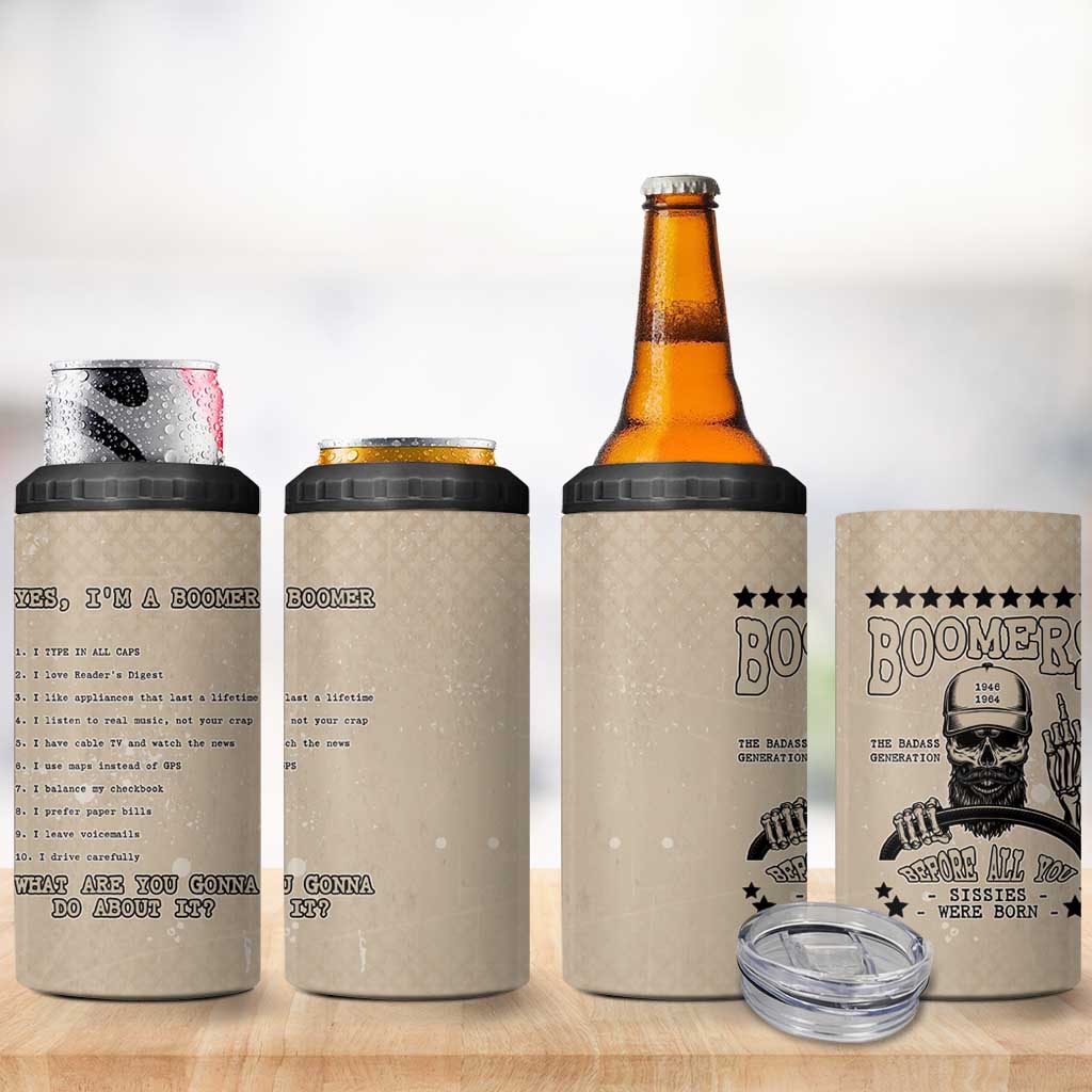 Baby Boomers 4 in 1 Can Cooler Tumbler The Badass Generation Retro Style - Wonder Print Shop
