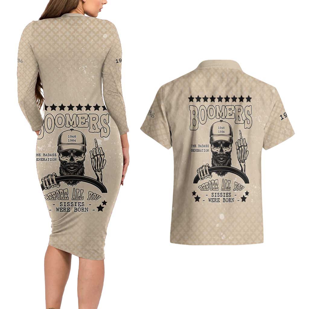Baby Boomers Couples Matching Long Sleeve Bodycon Dress and Hawaiian Shirt The Badass Generation Retro Style - Wonder Print Shop