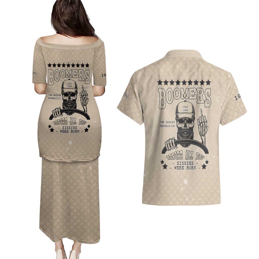 Baby Boomers Couples Matching Puletasi and Hawaiian Shirt The Badass Generation Retro Style - Wonder Print Shop