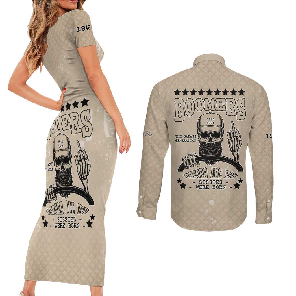 Baby Boomers Couples Matching Short Sleeve Bodycon Dress and Long Sleeve Button Shirt The Badass Generation Retro Style - Wonder Print Shop