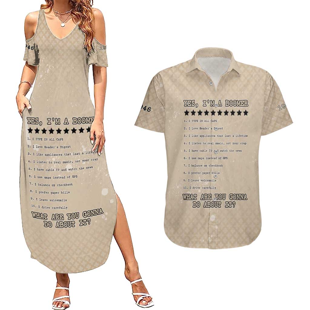 Baby Boomers Couples Matching Summer Maxi Dress and Hawaiian Shirt The Badass Generation Retro Style - Wonder Print Shop