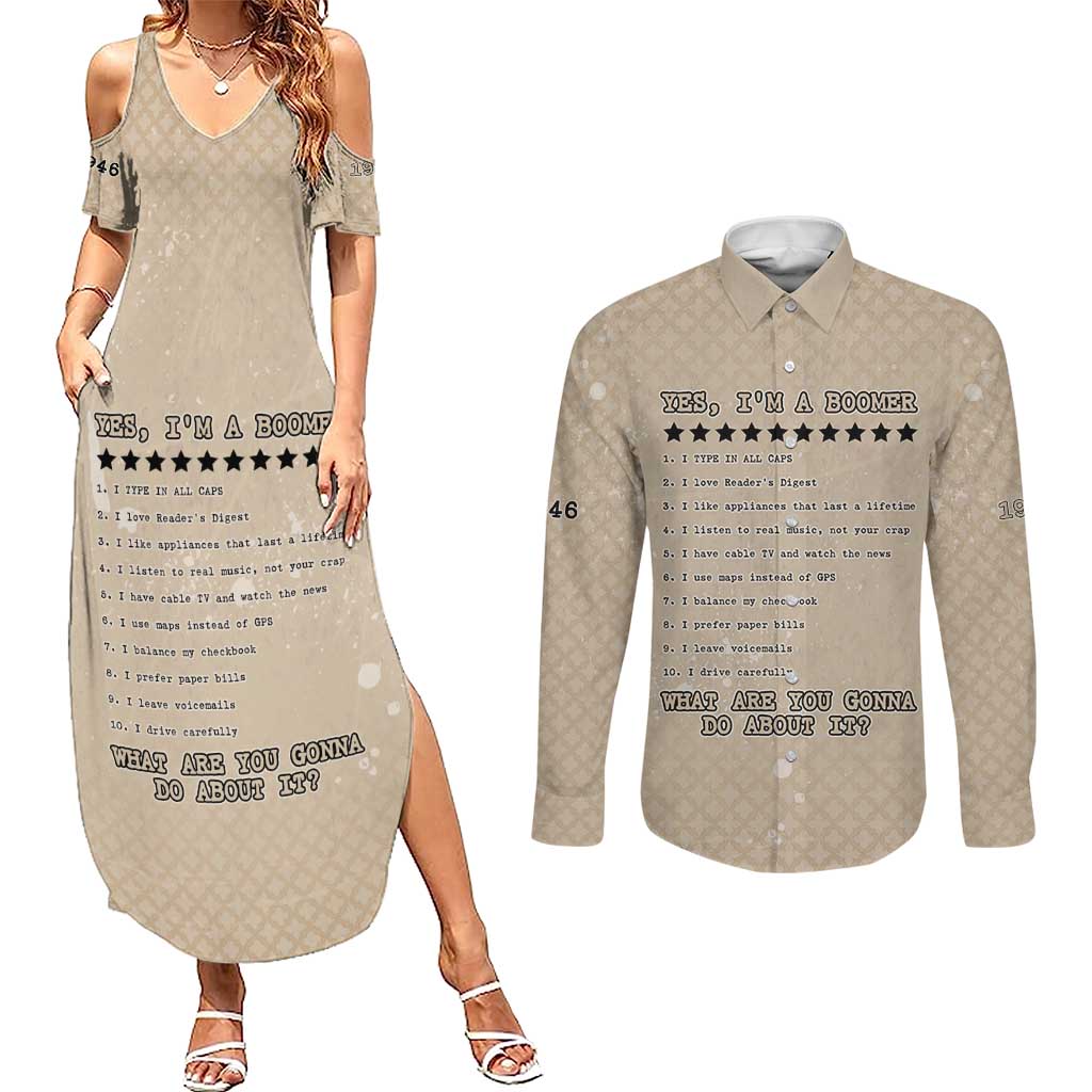 Baby Boomers Couples Matching Summer Maxi Dress and Long Sleeve Button Shirt The Badass Generation Retro Style - Wonder Print Shop