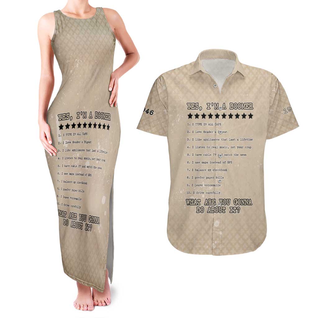 Baby Boomers Couples Matching Tank Maxi Dress and Hawaiian Shirt The Badass Generation Retro Style - Wonder Print Shop