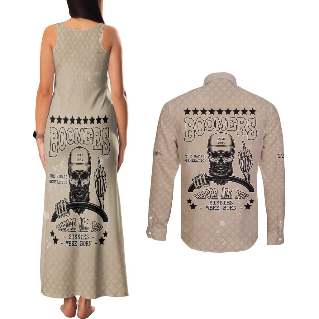Baby Boomers Couples Matching Tank Maxi Dress and Long Sleeve Button Shirt The Badass Generation Retro Style - Wonder Print Shop