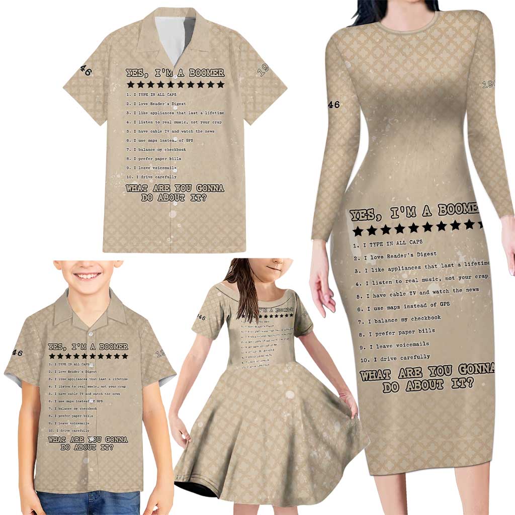 Baby Boomers Family Matching Long Sleeve Bodycon Dress and Hawaiian Shirt The Badass Generation Retro Style - Wonder Print Shop