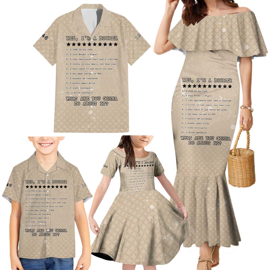 Baby Boomers Family Matching Mermaid Dress and Hawaiian Shirt The Badass Generation Retro Style - Wonder Print Shop