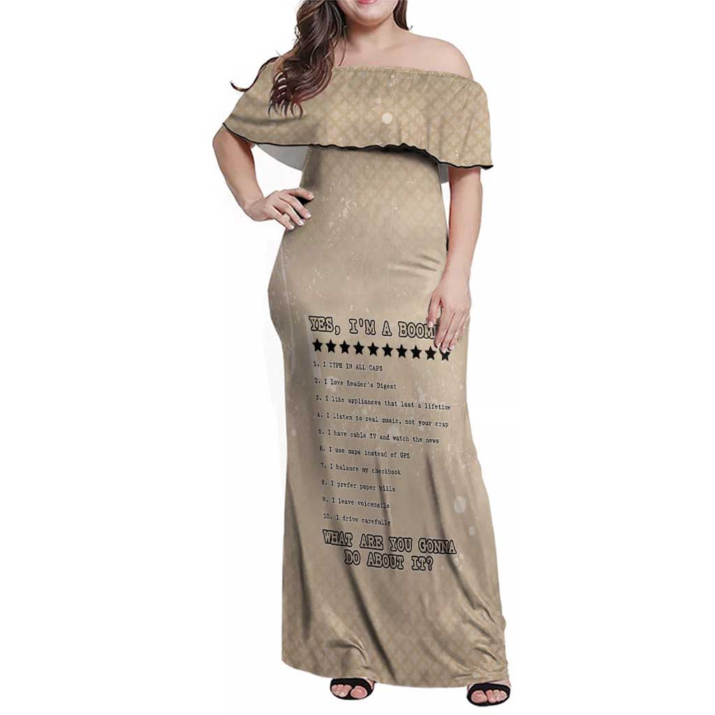 Baby Boomers Family Matching Off Shoulder Maxi Dress and Hawaiian Shirt The Badass Generation Retro Style - Wonder Print Shop
