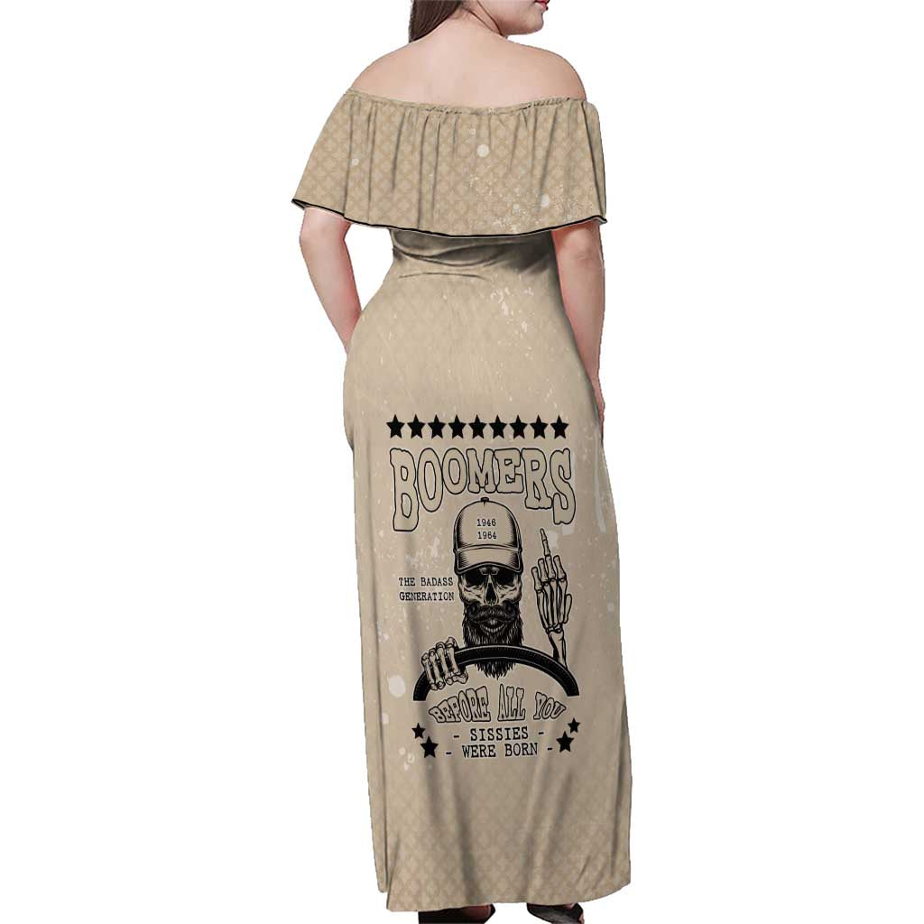 Baby Boomers Family Matching Off Shoulder Maxi Dress and Hawaiian Shirt The Badass Generation Retro Style - Wonder Print Shop