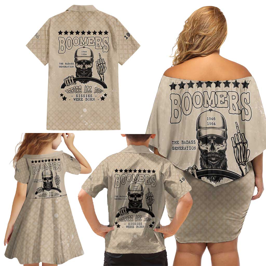 Baby Boomers Family Matching Off Shoulder Short Dress and Hawaiian Shirt The Badass Generation Retro Style - Wonder Print Shop