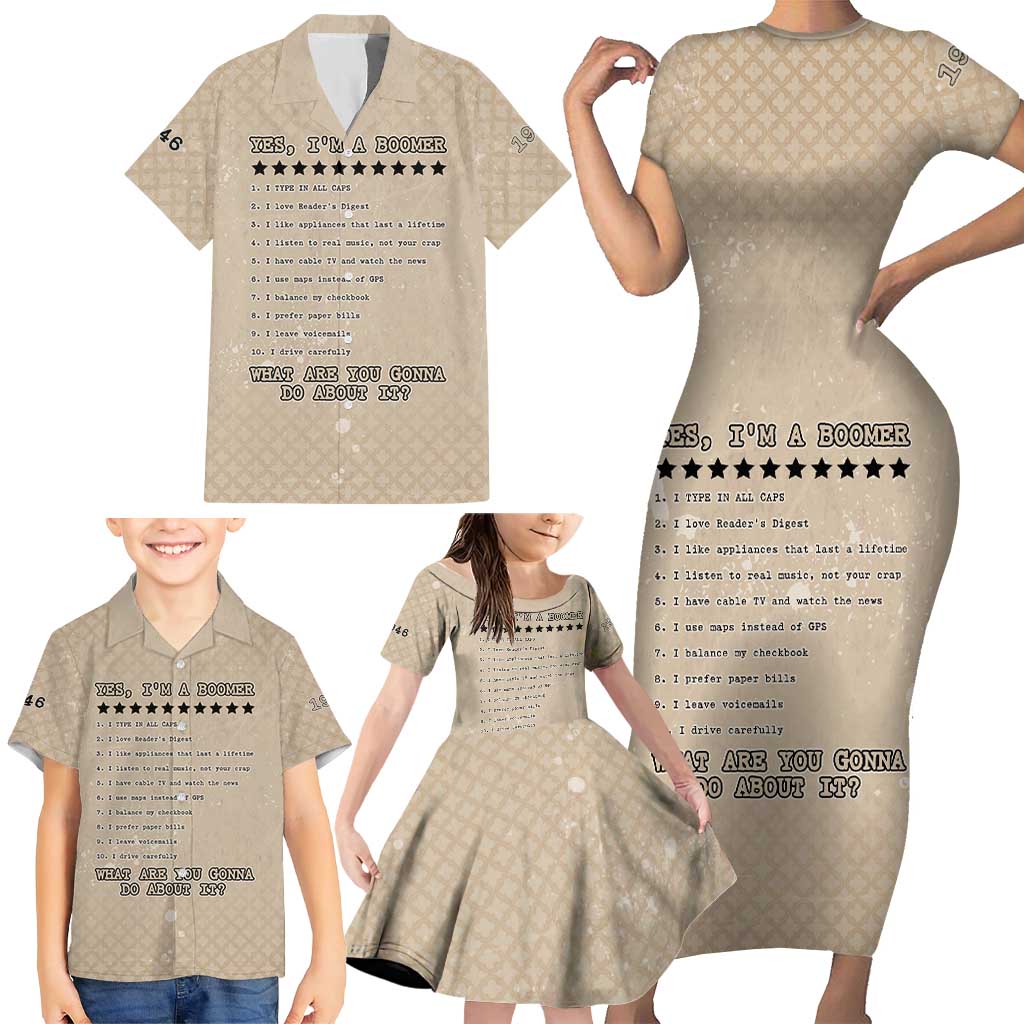 Baby Boomers Family Matching Short Sleeve Bodycon Dress and Hawaiian Shirt The Badass Generation Retro Style - Wonder Print Shop