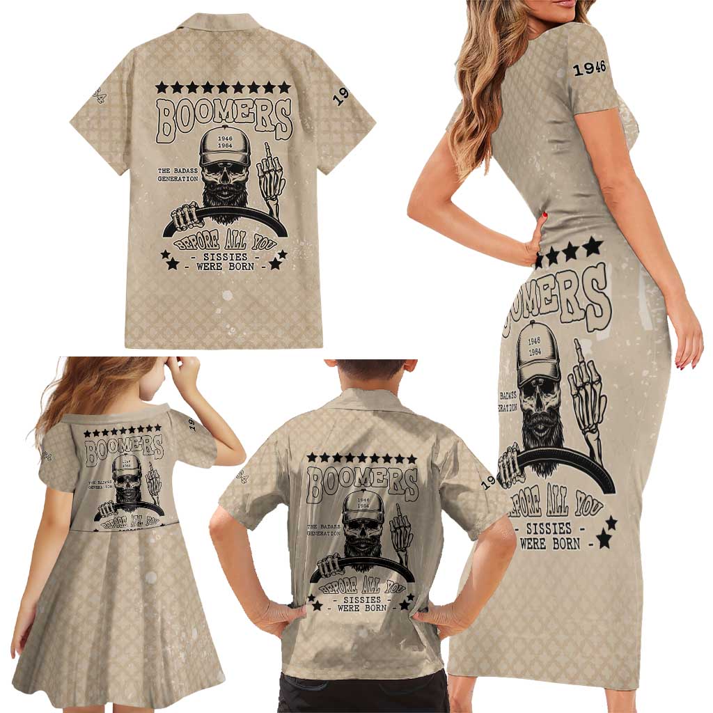 Baby Boomers Family Matching Short Sleeve Bodycon Dress and Hawaiian Shirt The Badass Generation Retro Style - Wonder Print Shop