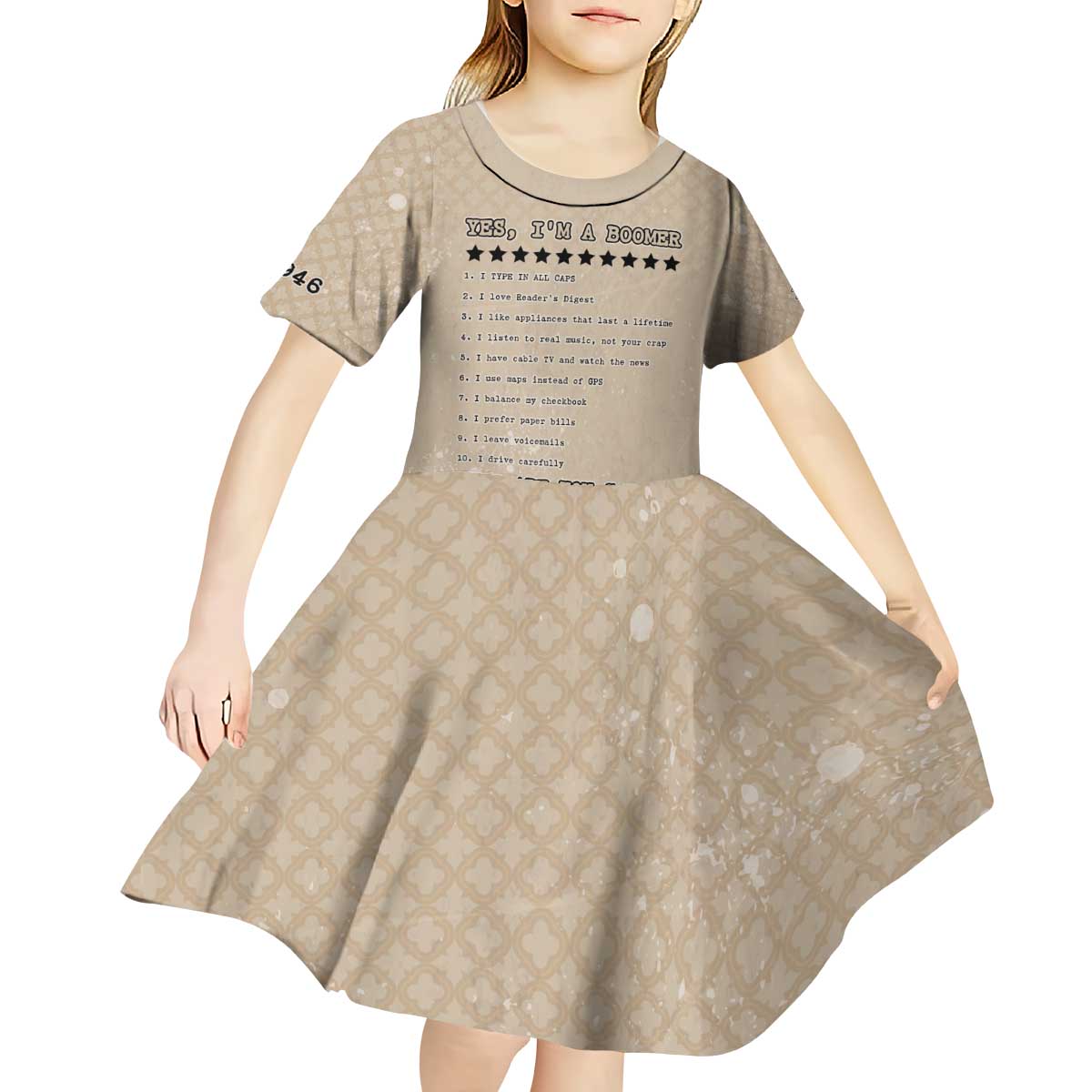 Baby Boomers Kid Short Sleeve Dress The Badass Generation Retro Style - Wonder Print Shop