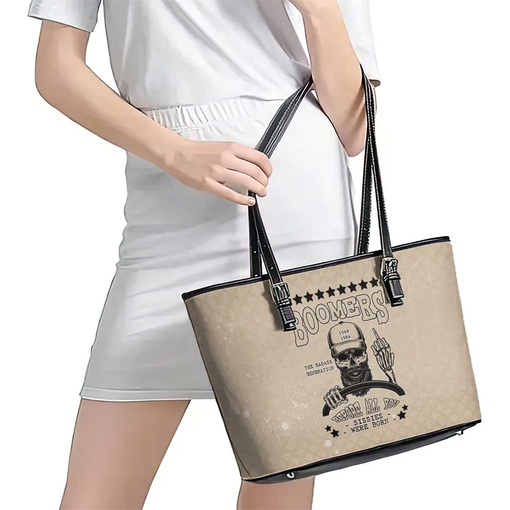 Baby Boomers Leather Tote Bag The Badass Generation Retro Style - Wonder Print Shop