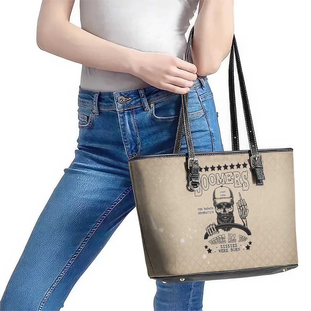 Baby Boomers Leather Tote Bag The Badass Generation Retro Style - Wonder Print Shop