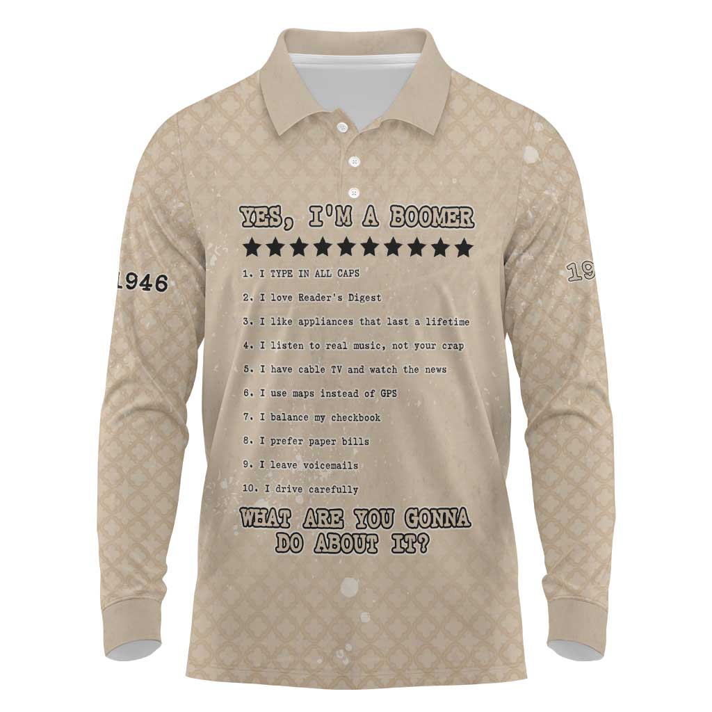 Baby Boomers Long Sleeve Polo Shirt The Badass Generation Retro Style - Wonder Print Shop