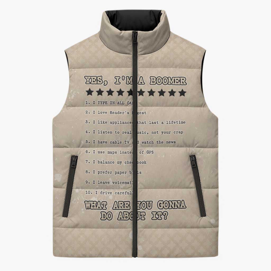 Baby Boomers Sleeveless Puffer Jacket The Badass Generation Retro Style - Wonder Print Shop