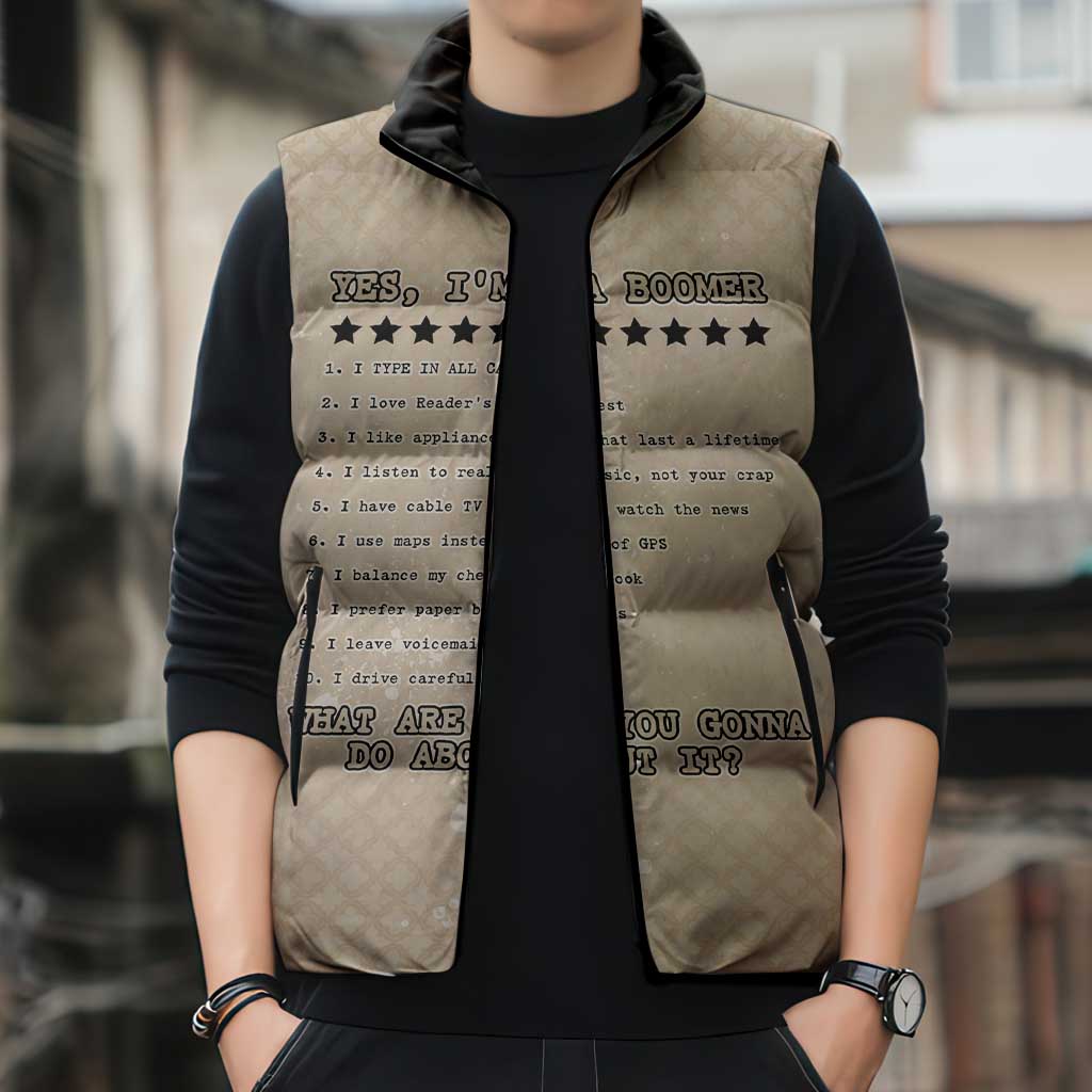 Baby Boomers Sleeveless Puffer Jacket The Badass Generation Retro Style - Wonder Print Shop