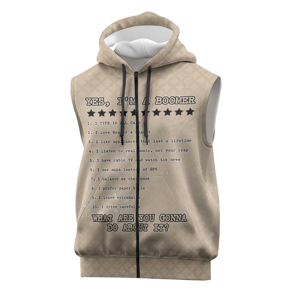Baby Boomers Sleeveless Zip Hoodie The Badass Generation Retro Style - Wonder Print Shop