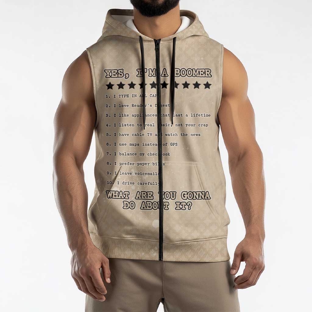 Baby Boomers Sleeveless Zip Hoodie The Badass Generation Retro Style - Wonder Print Shop