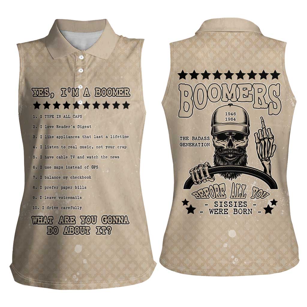 Baby Boomers Women Sleeveless Polo Shirt The Badass Generation Retro Style - Wonder Print Shop