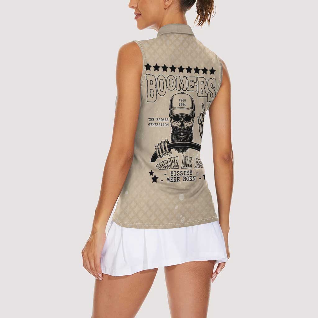 Baby Boomers Women Sleeveless Polo Shirt The Badass Generation Retro Style - Wonder Print Shop