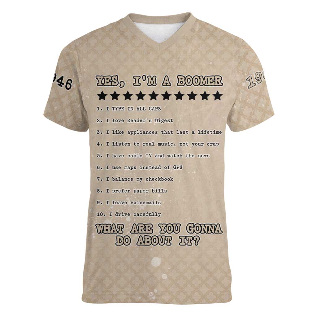 Baby Boomers Women V-Neck T-Shirt The Badass Generation Retro Style - Wonder Print Shop