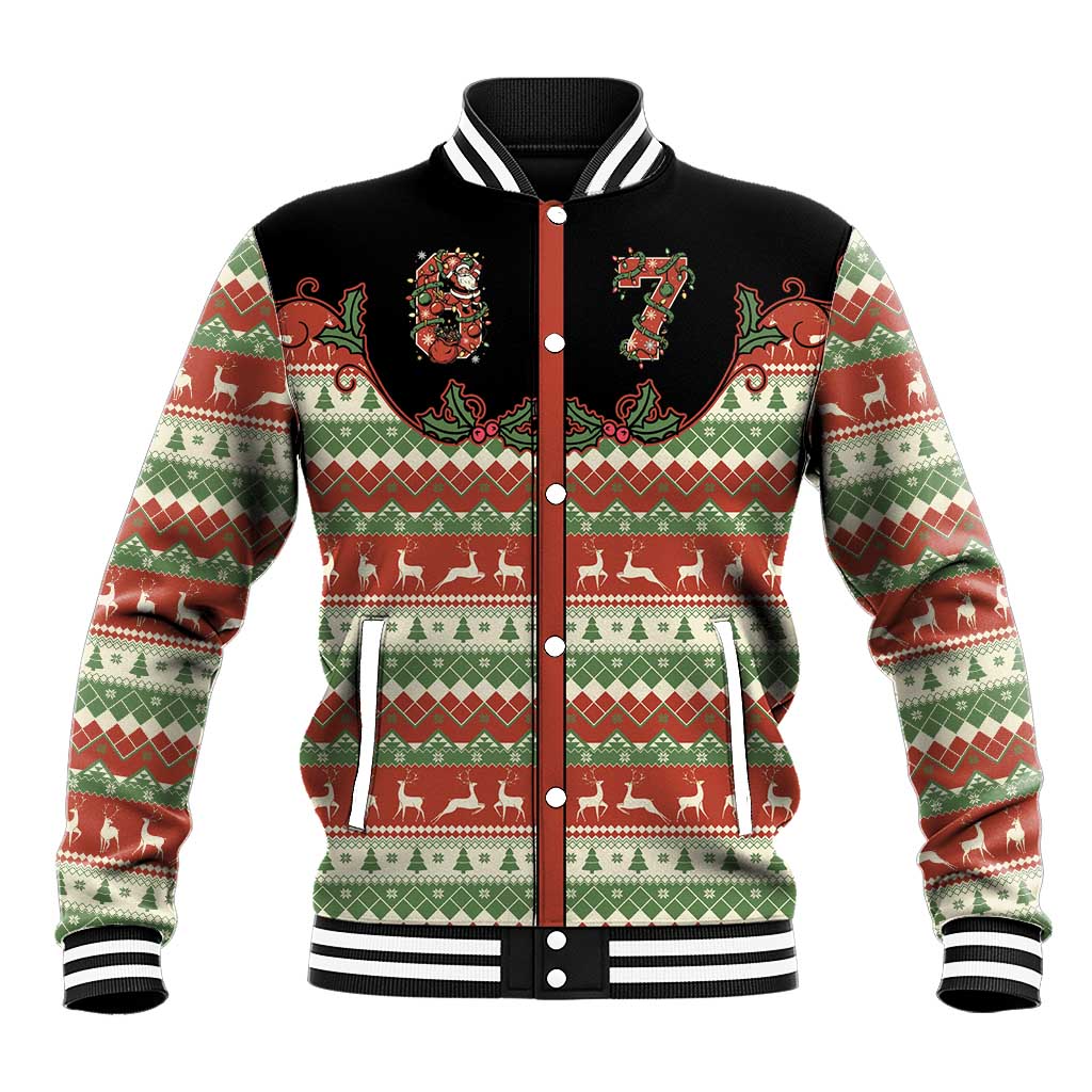 Western Yoke Baseball Jacket Funny Six Seven Christmas - Wonder Print Shop