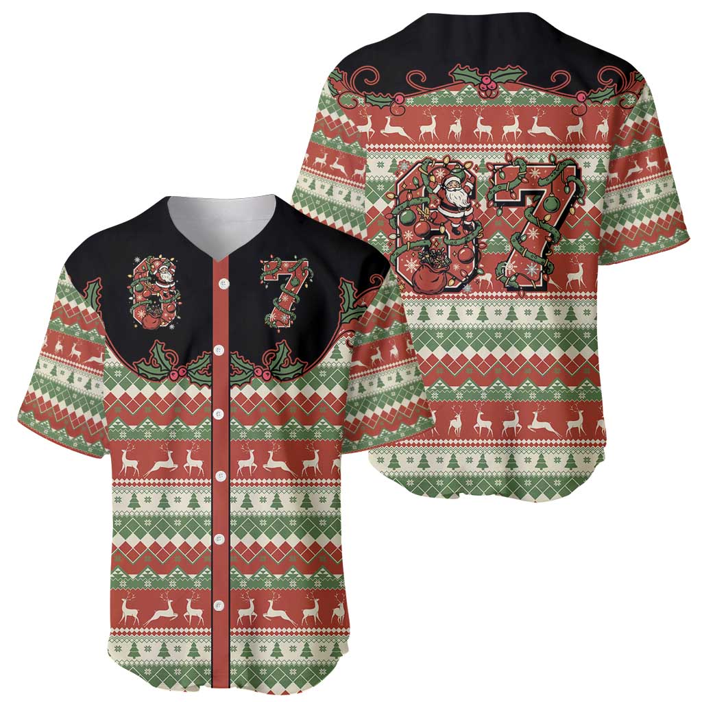 Western Yoke Baseball Jersey Funny Six Seven Christmas - Wonder Print Shop