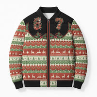 Western Yoke Bomber Puffer Jacket Funny Six Seven Christmas - Wonder Print Shop
