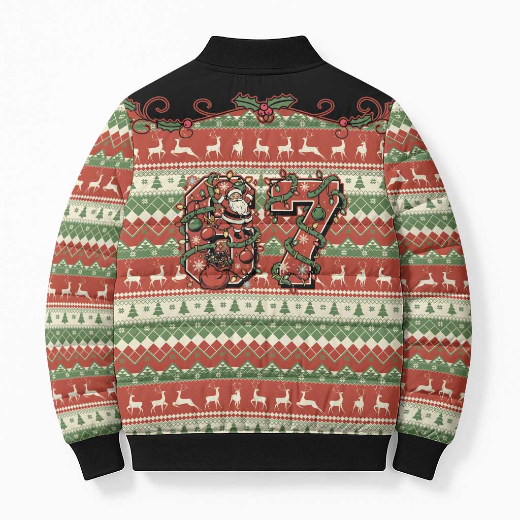 Western Yoke Bomber Puffer Jacket Funny Six Seven Christmas - Wonder Print Shop