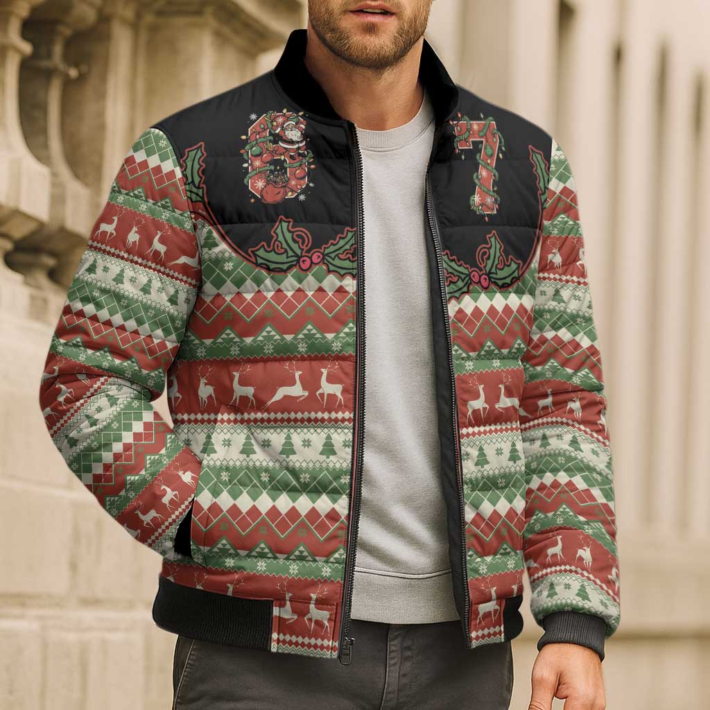 Western Yoke Bomber Puffer Jacket Funny Six Seven Christmas - Wonder Print Shop