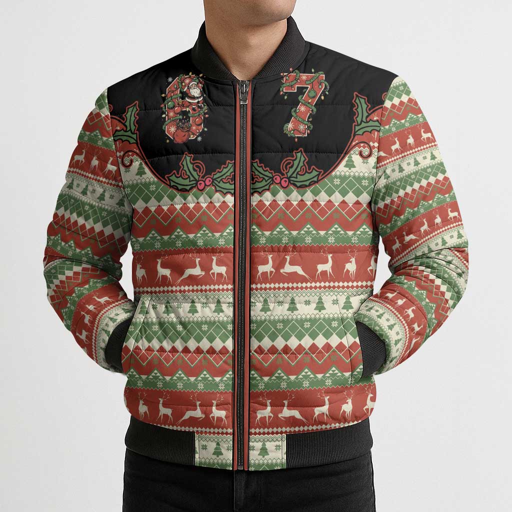 Western Yoke Bomber Puffer Jacket Funny Six Seven Christmas - Wonder Print Shop
