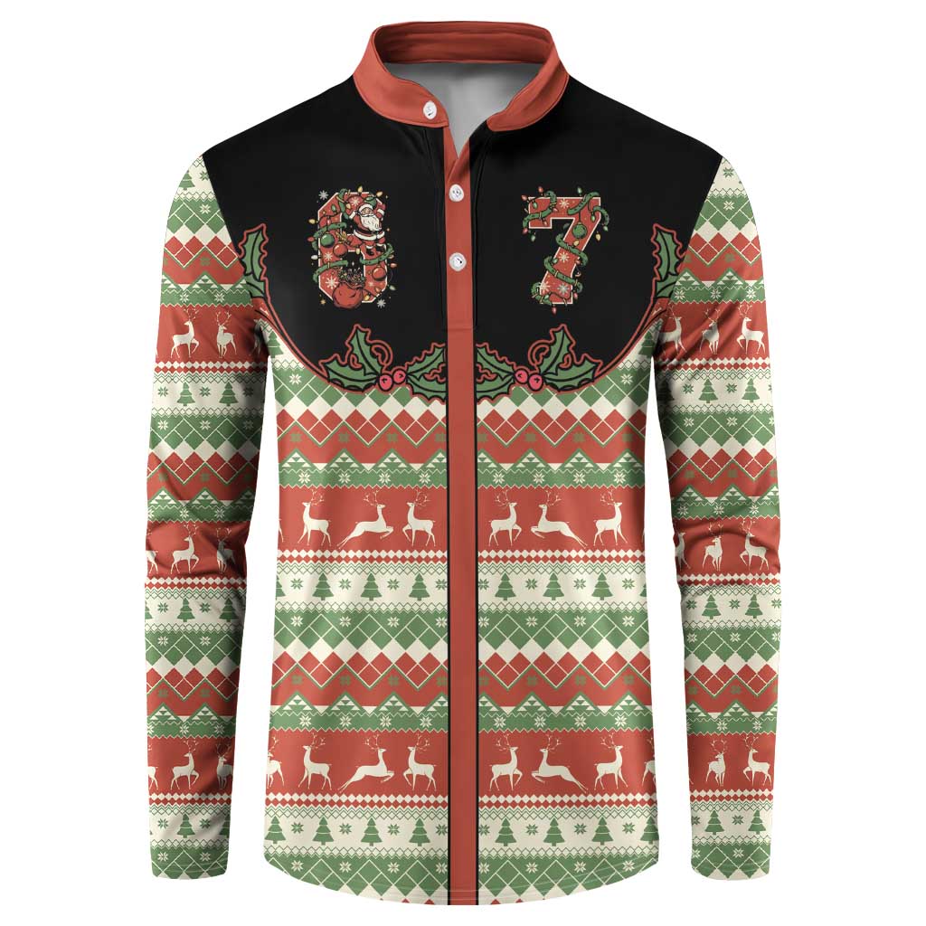 Western Yoke Button Sweatshirt Funny Six Seven Christmas - Wonder Print Shop