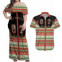 Western Yoke Couples Matching Off Shoulder Maxi Dress and Hawaiian Shirt Funny Six Seven Christmas - Wonder Print Shop