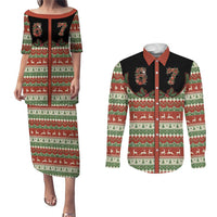 Western Yoke Couples Matching Puletasi and Long Sleeve Button Shirt Funny Six Seven Christmas - Wonder Print Shop