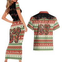 Western Yoke Couples Matching Short Sleeve Bodycon Dress and Hawaiian Shirt Funny Six Seven Christmas - Wonder Print Shop