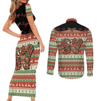 Western Yoke Couples Matching Short Sleeve Bodycon Dress and Long Sleeve Button Shirt Funny Six Seven Christmas - Wonder Print Shop