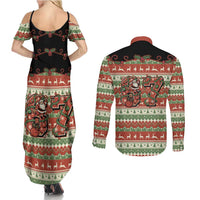 Western Yoke Couples Matching Summer Maxi Dress and Long Sleeve Button Shirt Funny Six Seven Christmas - Wonder Print Shop