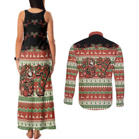 Western Yoke Couples Matching Tank Maxi Dress and Long Sleeve Button Shirt Funny Six Seven Christmas - Wonder Print Shop